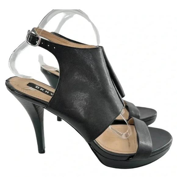 Dkny womens heels size 10 41 black leather platform chunky booties - Picture 15 of 15